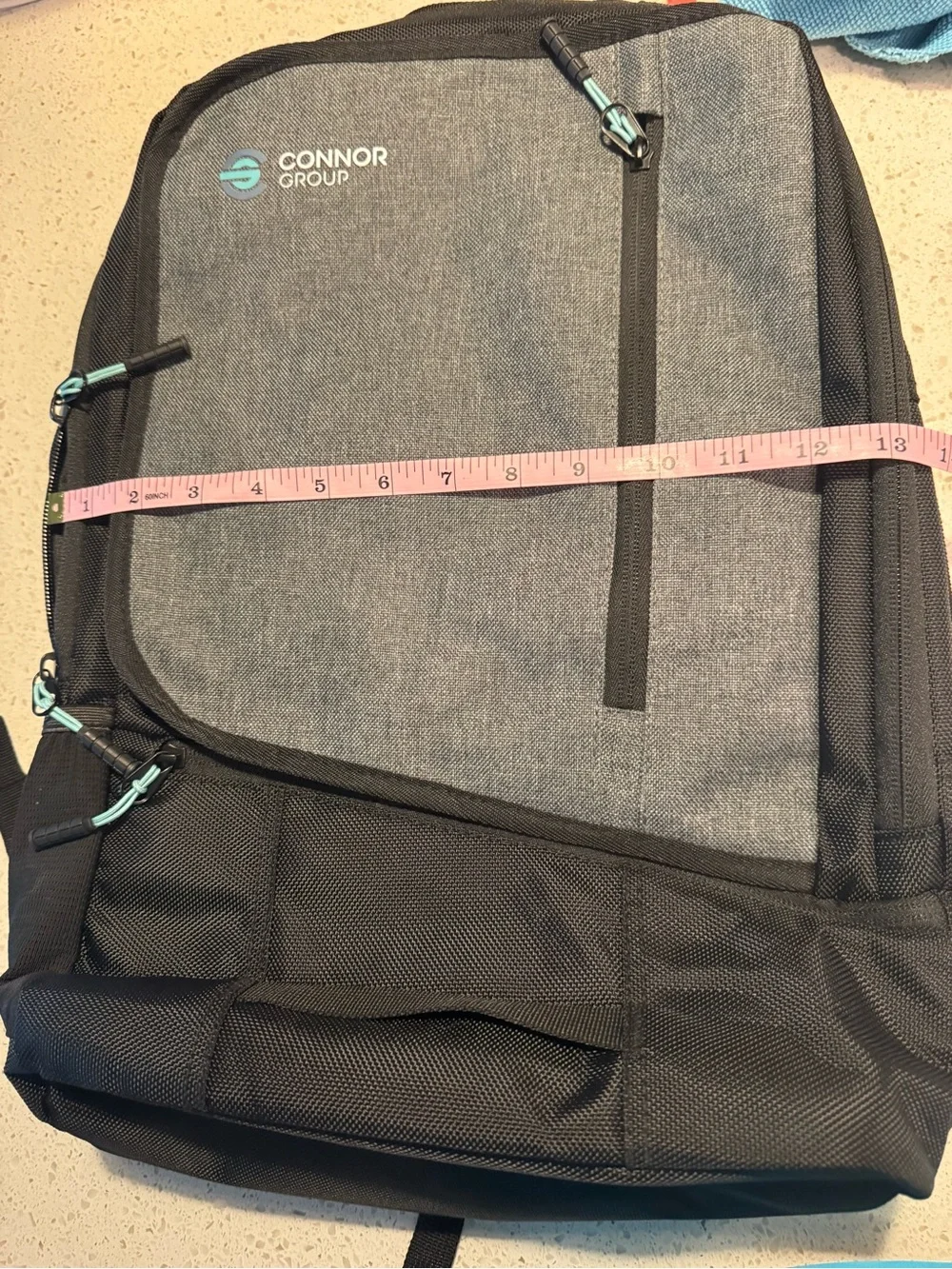Connor Group Branded Laptop Backpack – Gray & Black Business Travel Bag 13x17x3